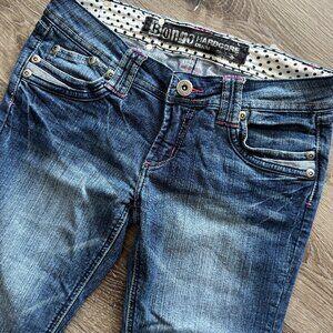 Vtg Y2K Bongo Hardcore dark wash distressed stretch denim emo low rise jeans / 5